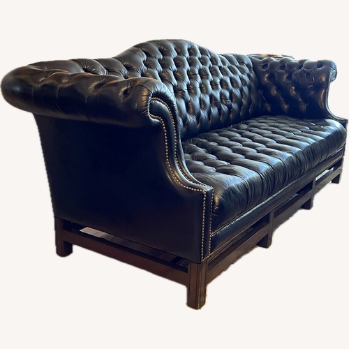 Used Black Leather 3+ Seater Sofa for sale on AptDeco
