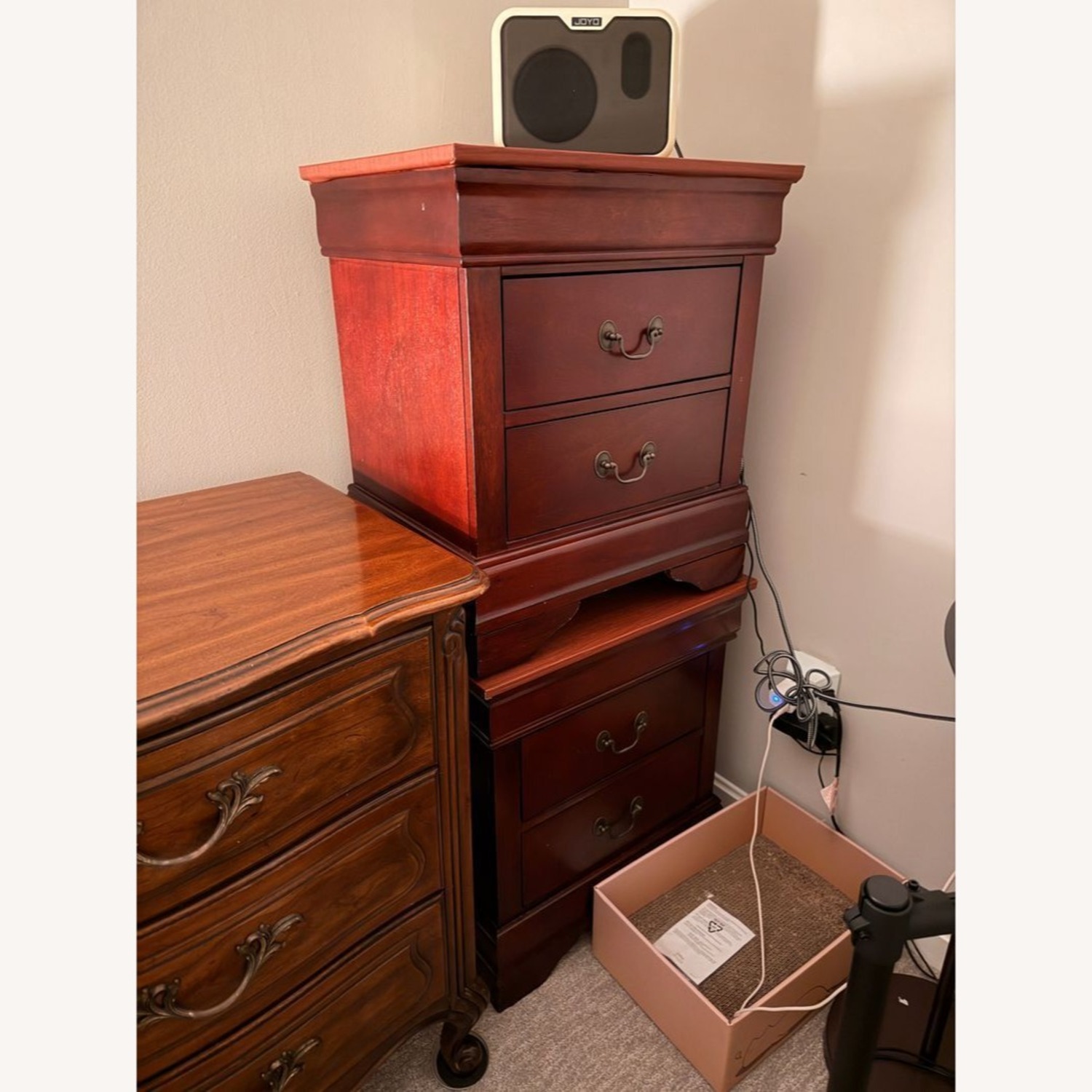 Two Drawer Wood Nightstand - image-9