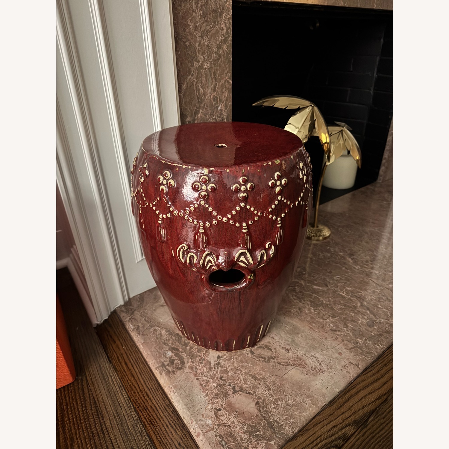 Pair of Red Ceramic Asian Garden Seats - image-5
