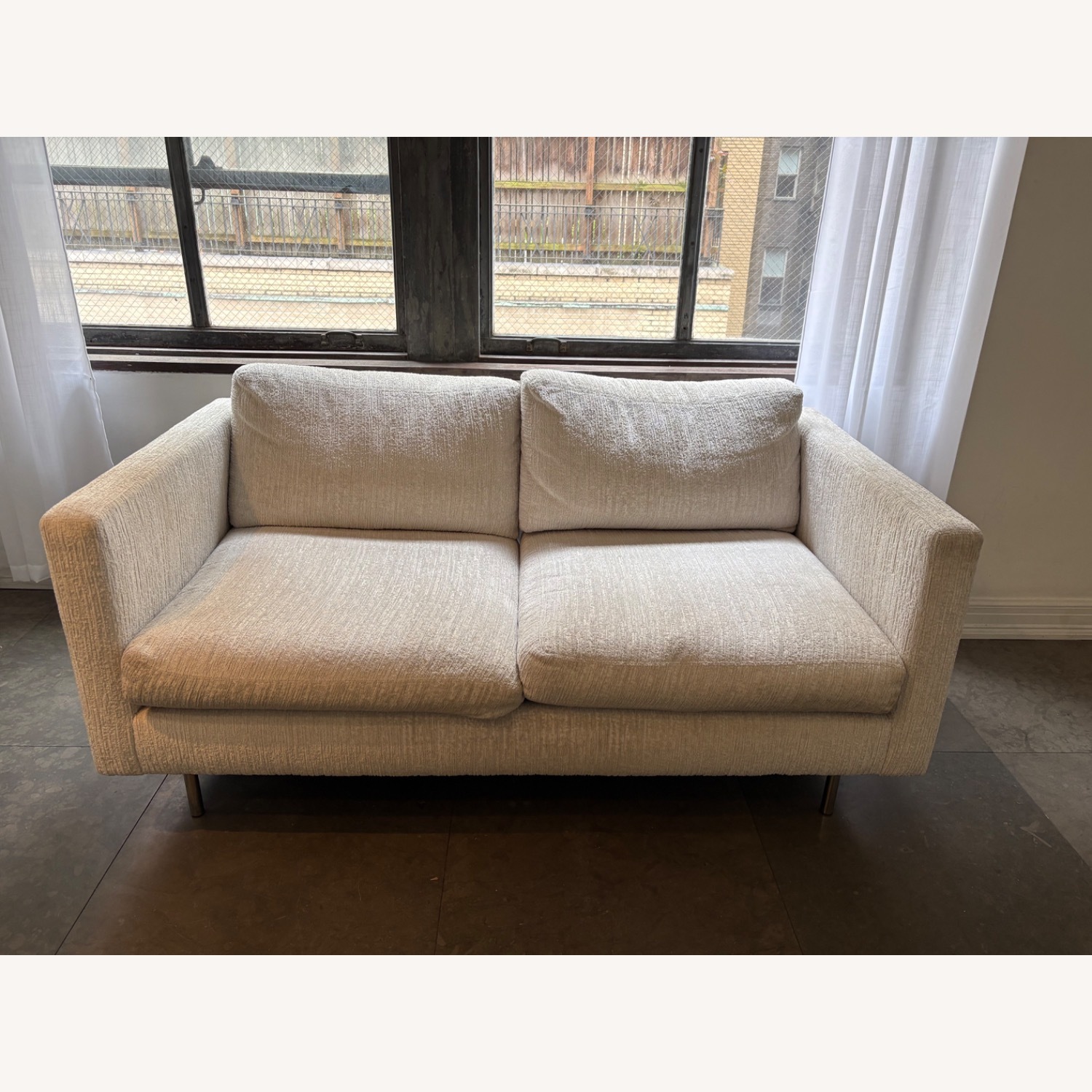 Milo Baughman White Fabric Loveseat - image-6