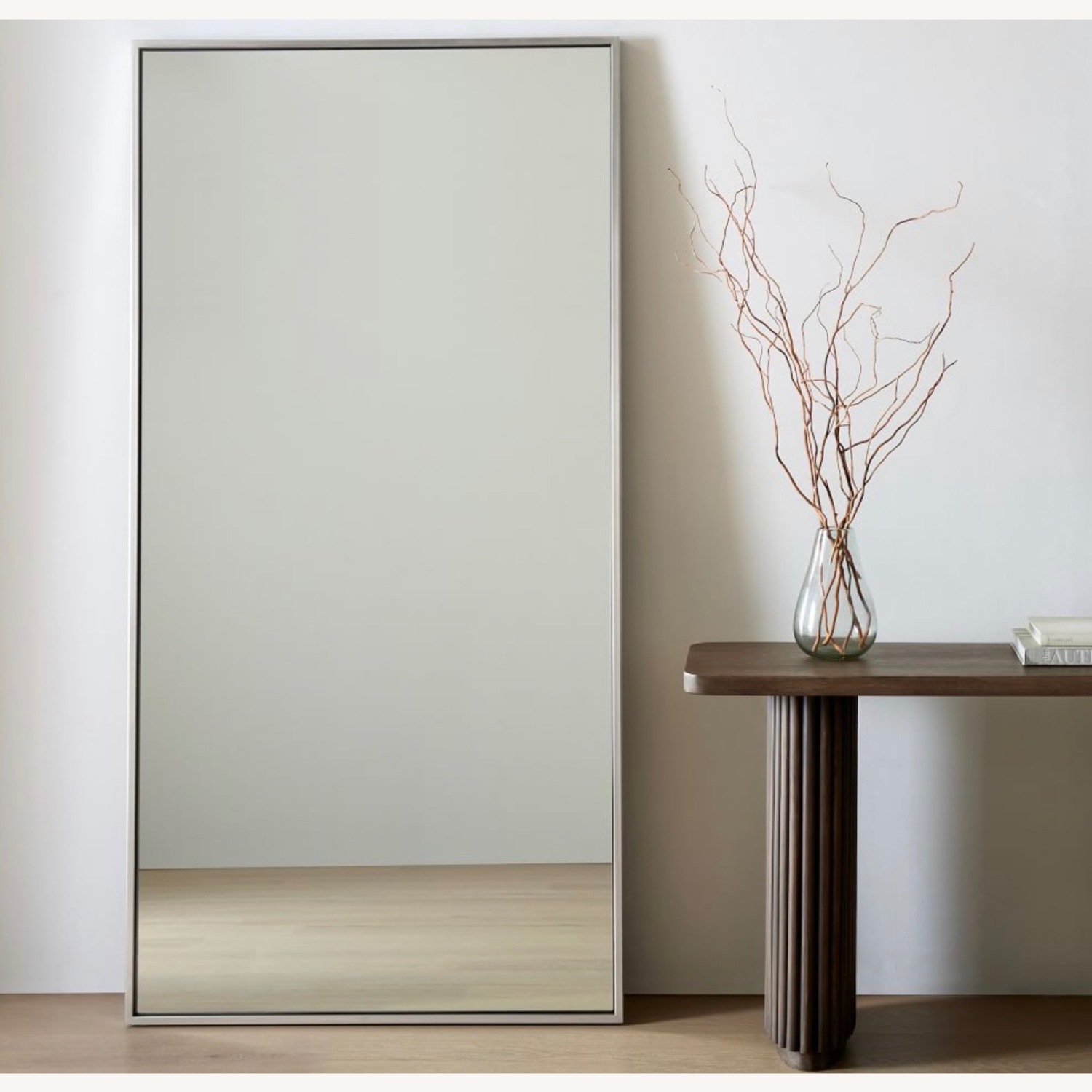 West Elm Metal Frame Floor Mirror - Brushed Metal - image-2