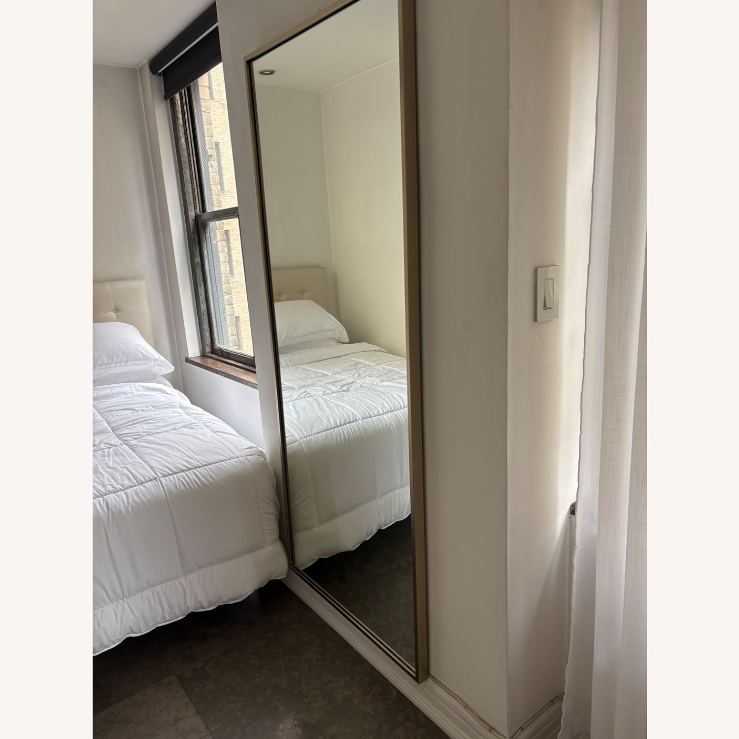 West Elm Metal Frame Floor Mirror - Brushed Metal - image-1