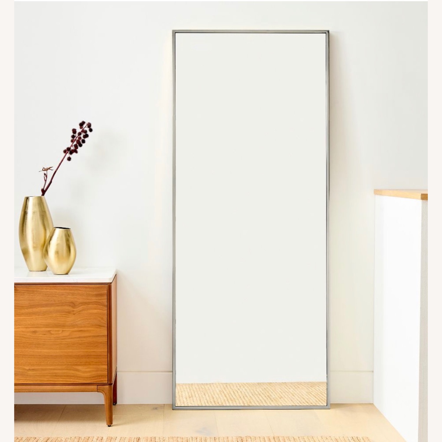 West Elm Metal Frame Floor Mirror - Brushed Metal - image-3