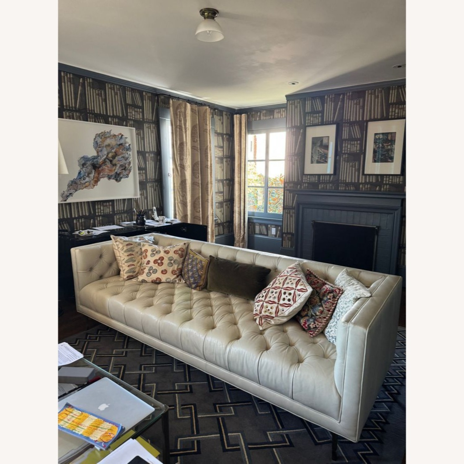 Elite Leather Mila Company Modern 3-Seat Tufted Sofa - image-1