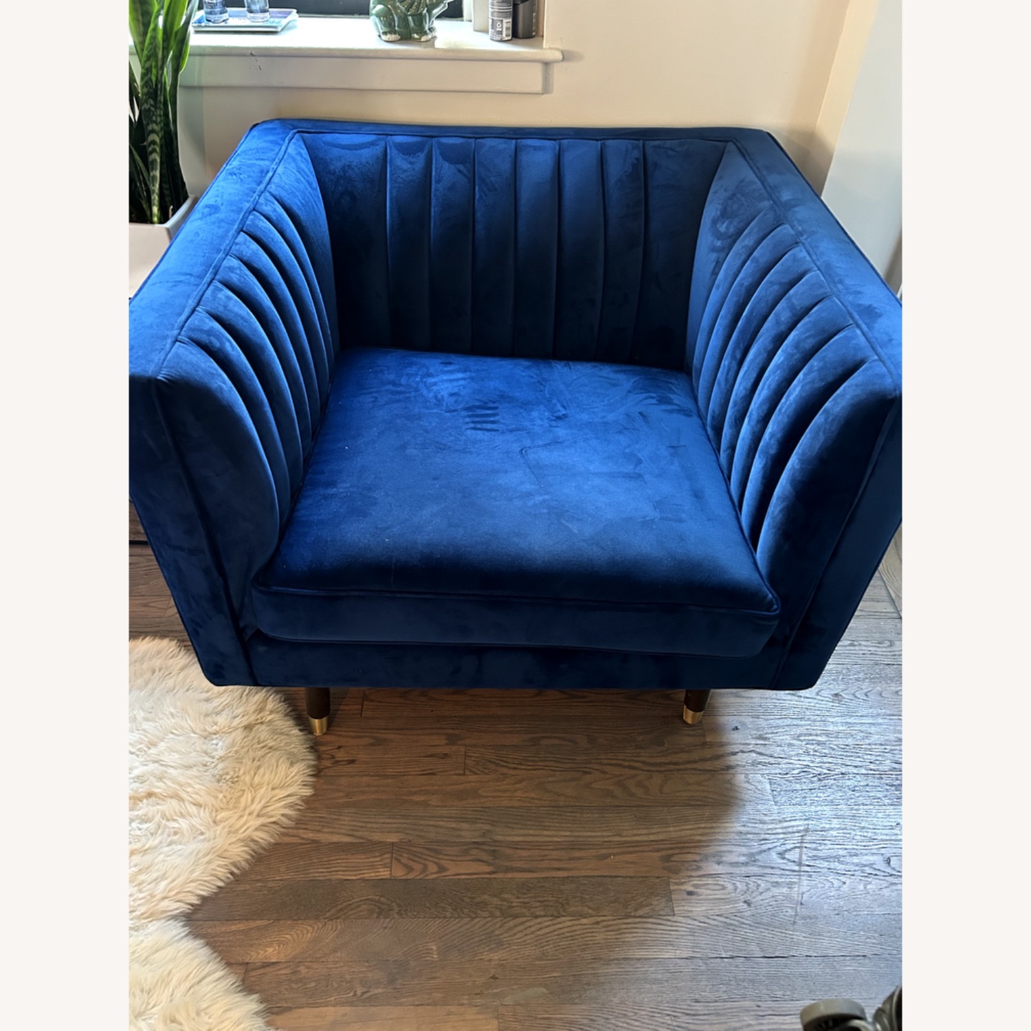 Joybird Chelsea Plush Blue Velvet Chair - image-1