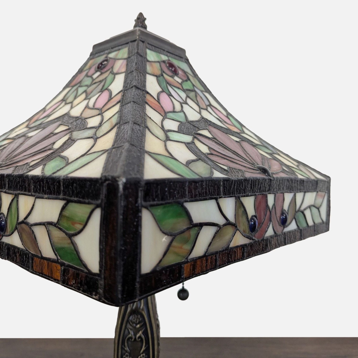 Stained Glass Table Lamp with Ornate Decorative  - image-7