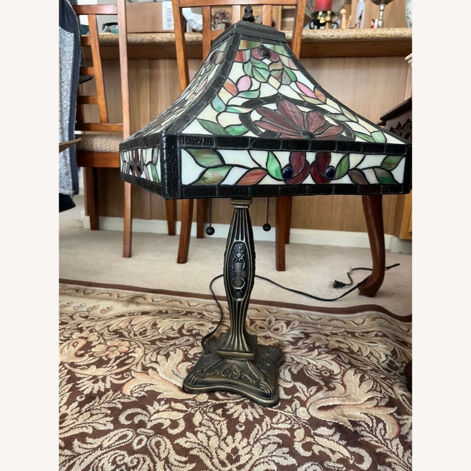 Stained Glass Table Lamp with Ornate Decorative  - image-10