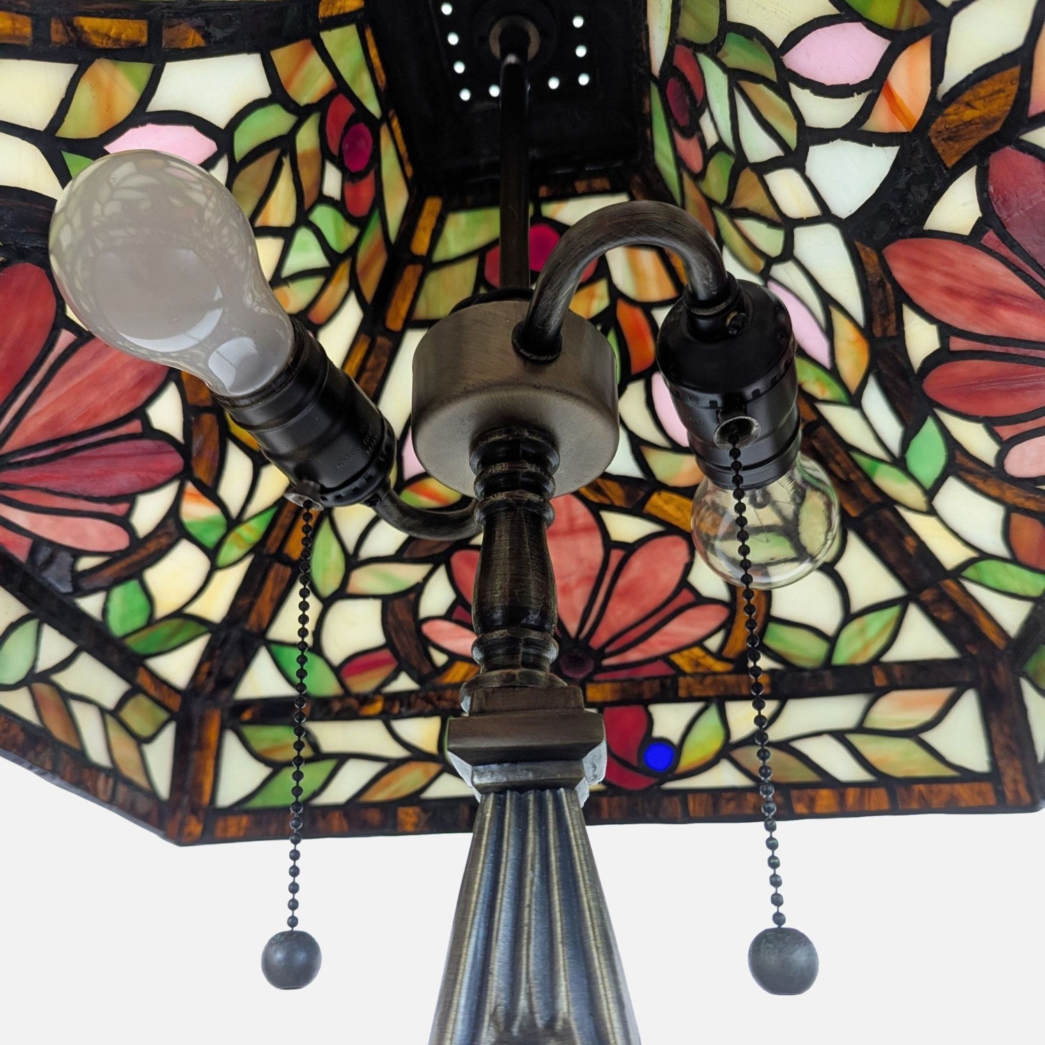 Stained Glass Table Lamp with Ornate Decorative  - image-3