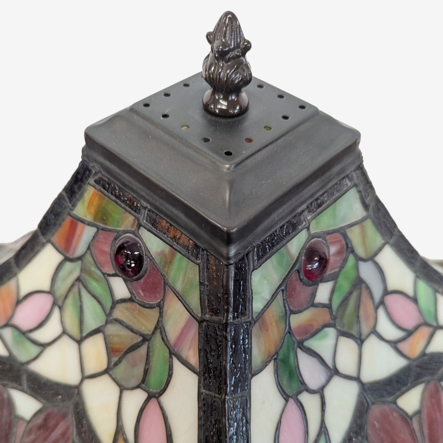 Stained Glass Table Lamp with Ornate Decorative  - image-8