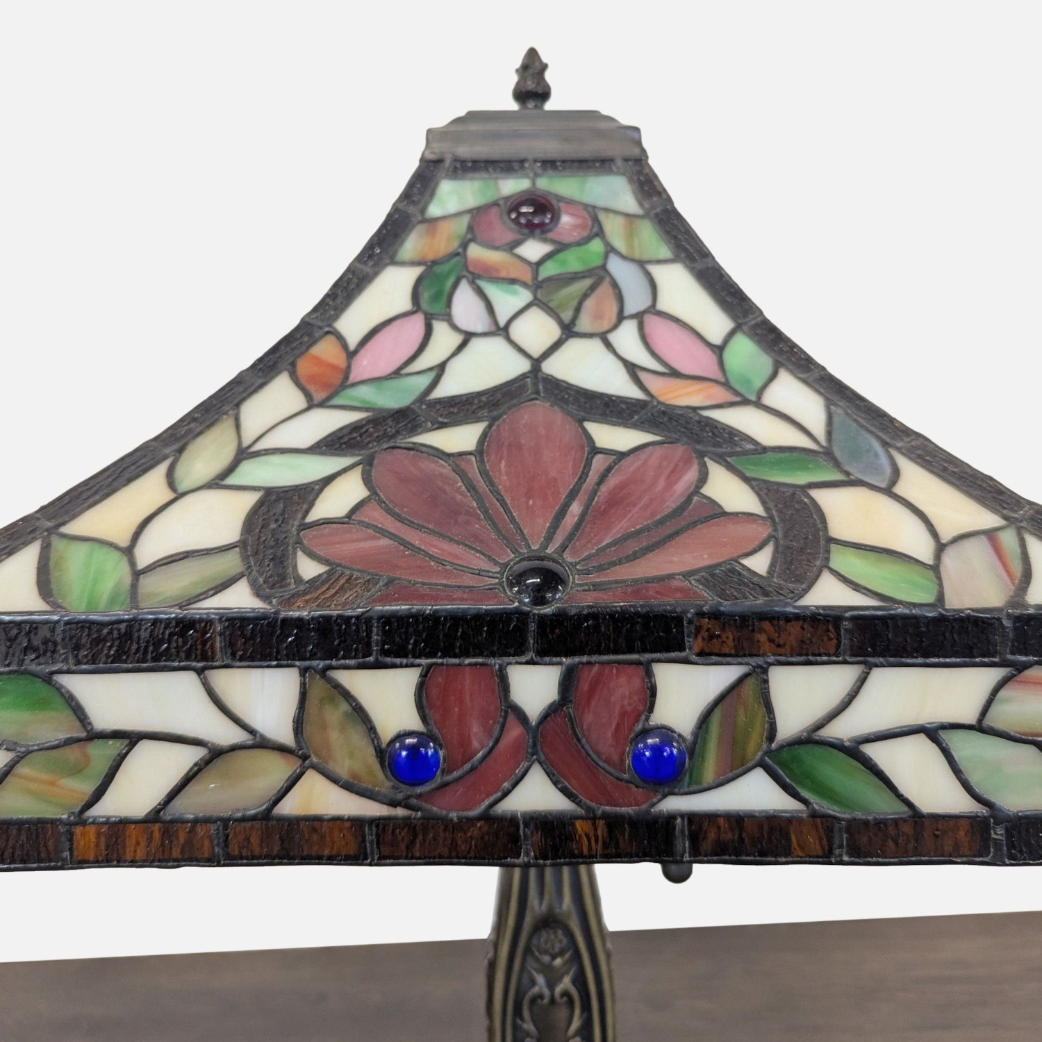 Stained Glass Table Lamp with Ornate Decorative  - image-6