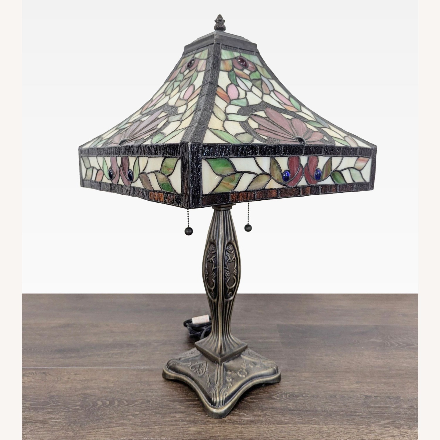 Stained Glass Table Lamp with Ornate Decorative  - image-2