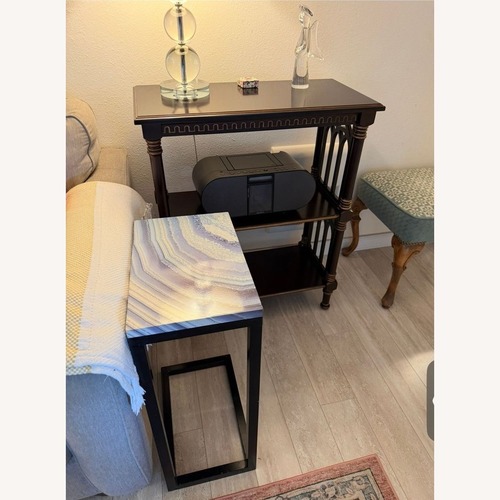 Used "C" Table with a Faux Stone Top	 for sale on AptDeco