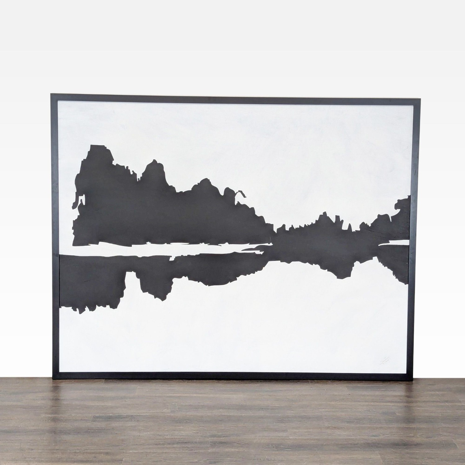 Modern Black and White Abstract Landscape Painting - image-7