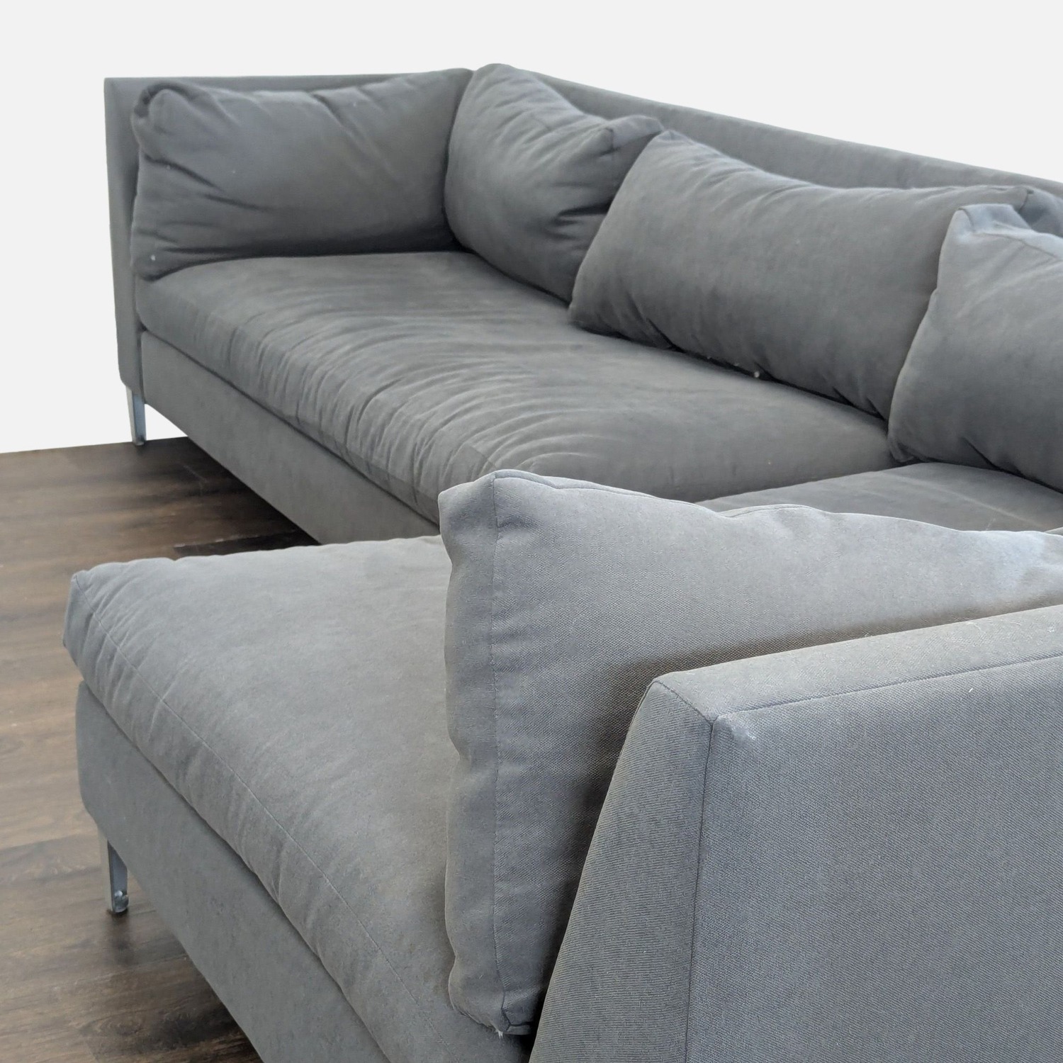 Crate & Barrel Gray Modern Sectional Sofa-Stylish - image-7
