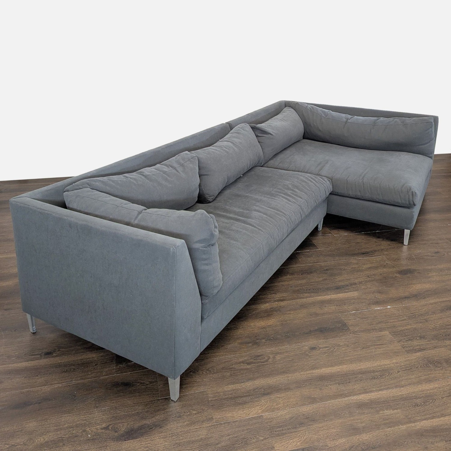 Crate & Barrel Gray Modern Sectional Sofa-Stylish - image-3