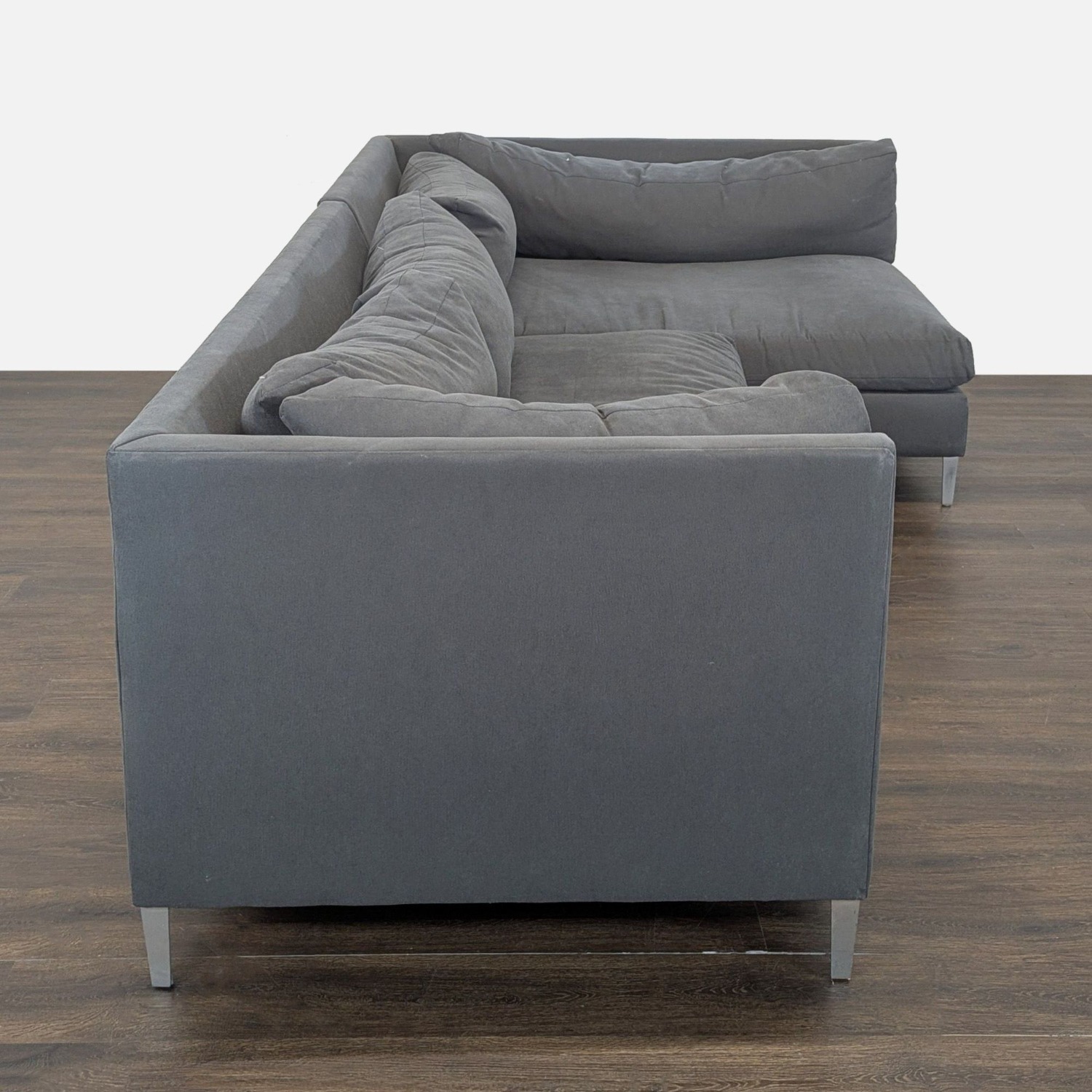 Crate & Barrel Gray Modern Sectional Sofa-Stylish - image-4