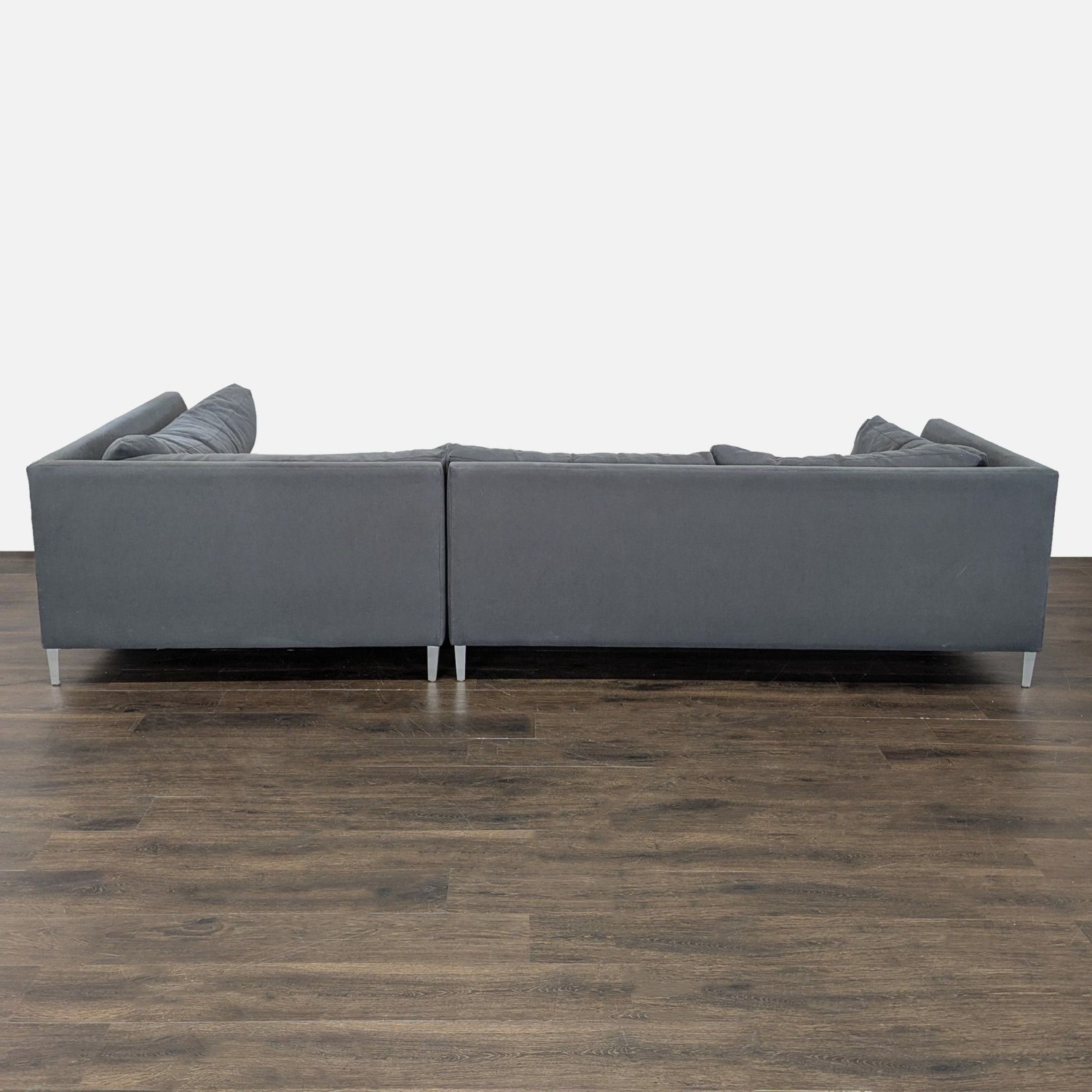 Crate & Barrel Gray Modern Sectional Sofa-Stylish - image-5