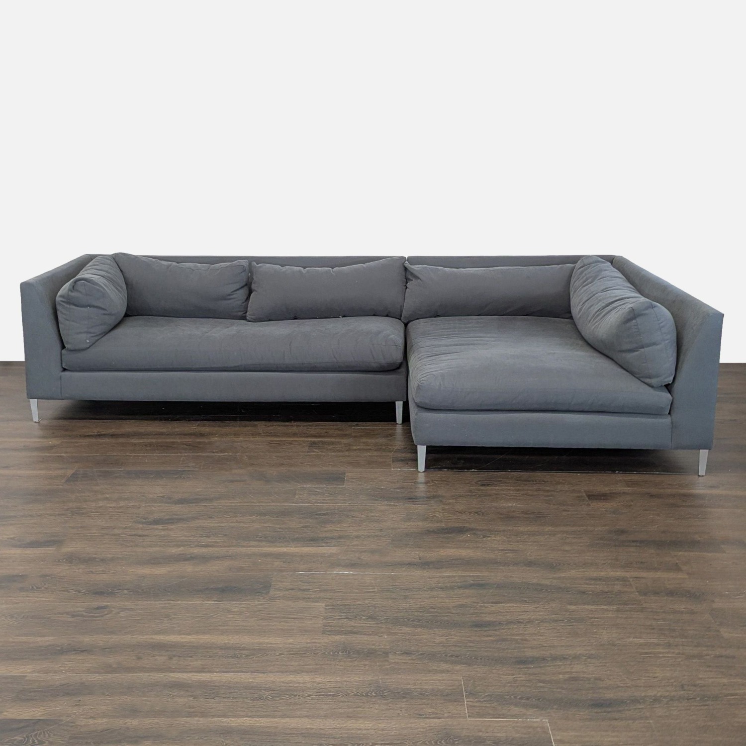 Crate & Barrel Gray Modern Sectional Sofa-Stylish - image-2