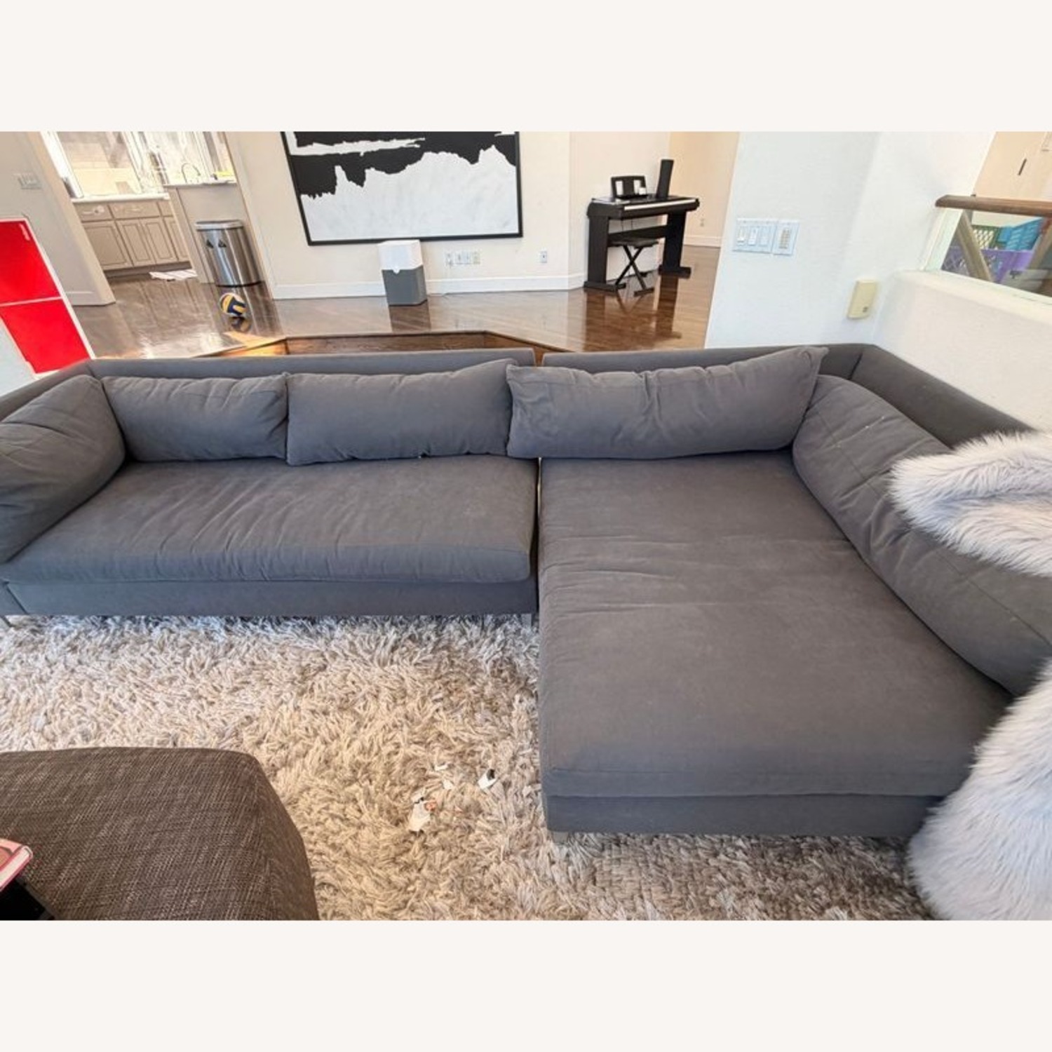 Crate & Barrel Gray Modern Sectional Sofa-Stylish - image-1