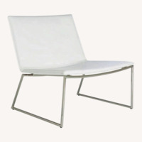 CB2 Triumph Modern White Leather Lounge Chair 