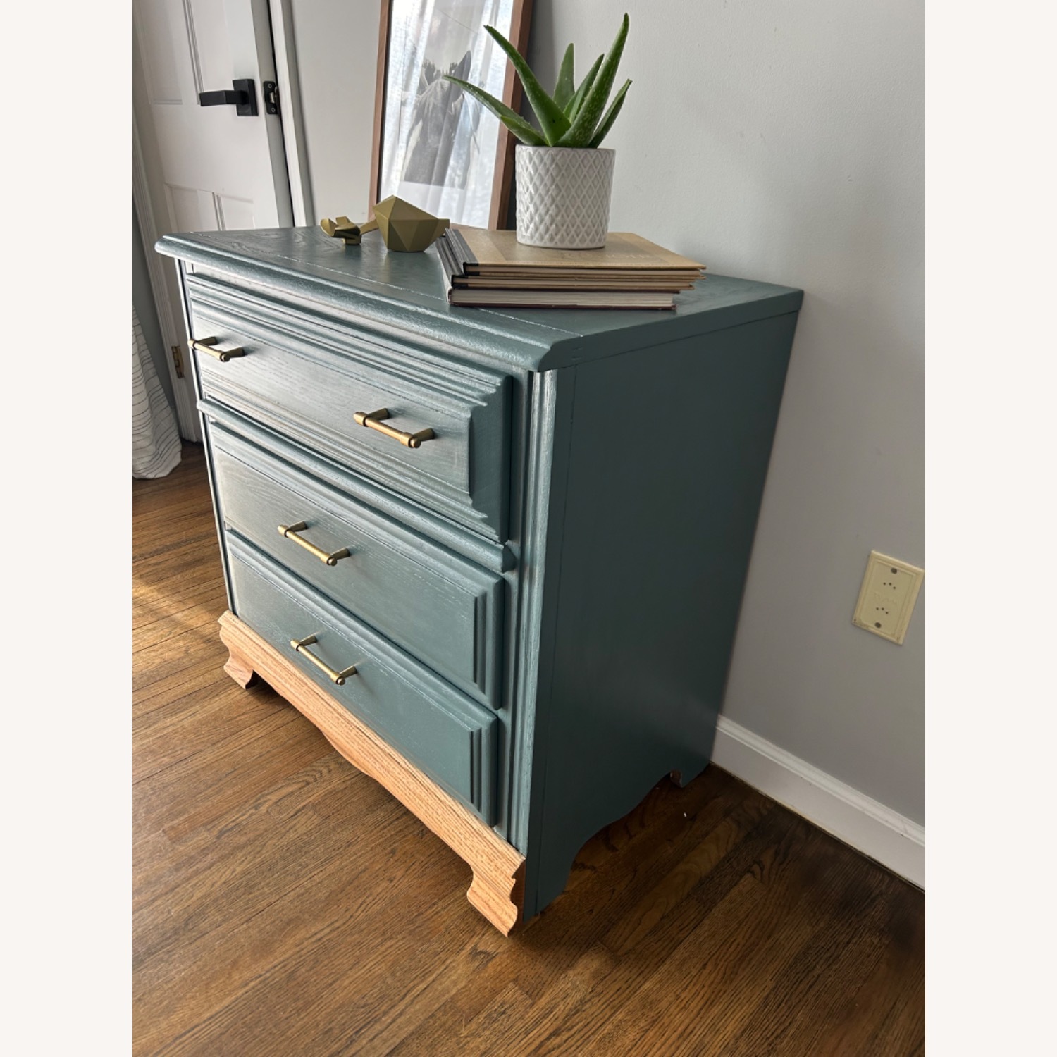 Vintage/Antique Finds Teal Blue Wood Dresser - image-2