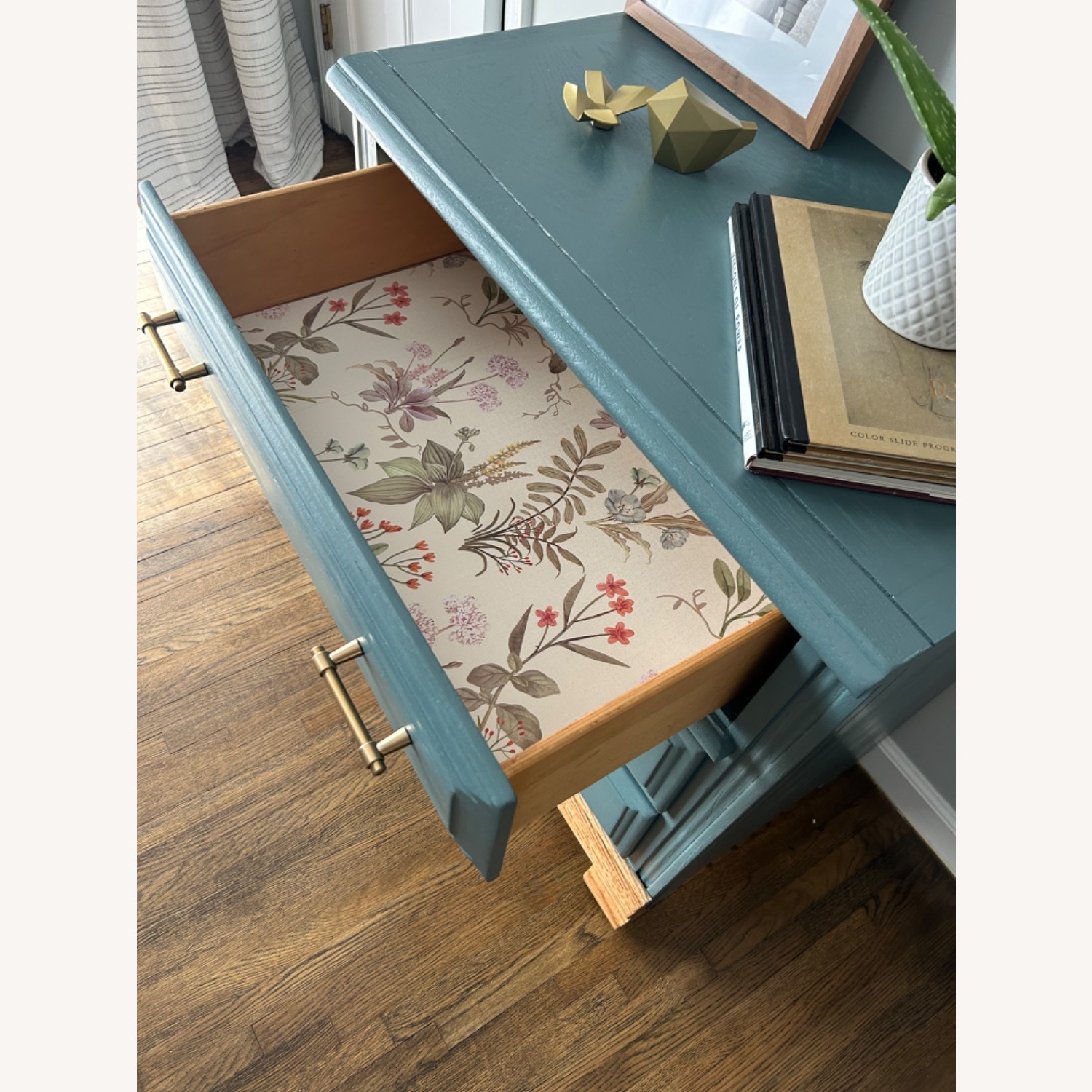 Vintage/Antique Finds Teal Blue Wood Dresser - image-3