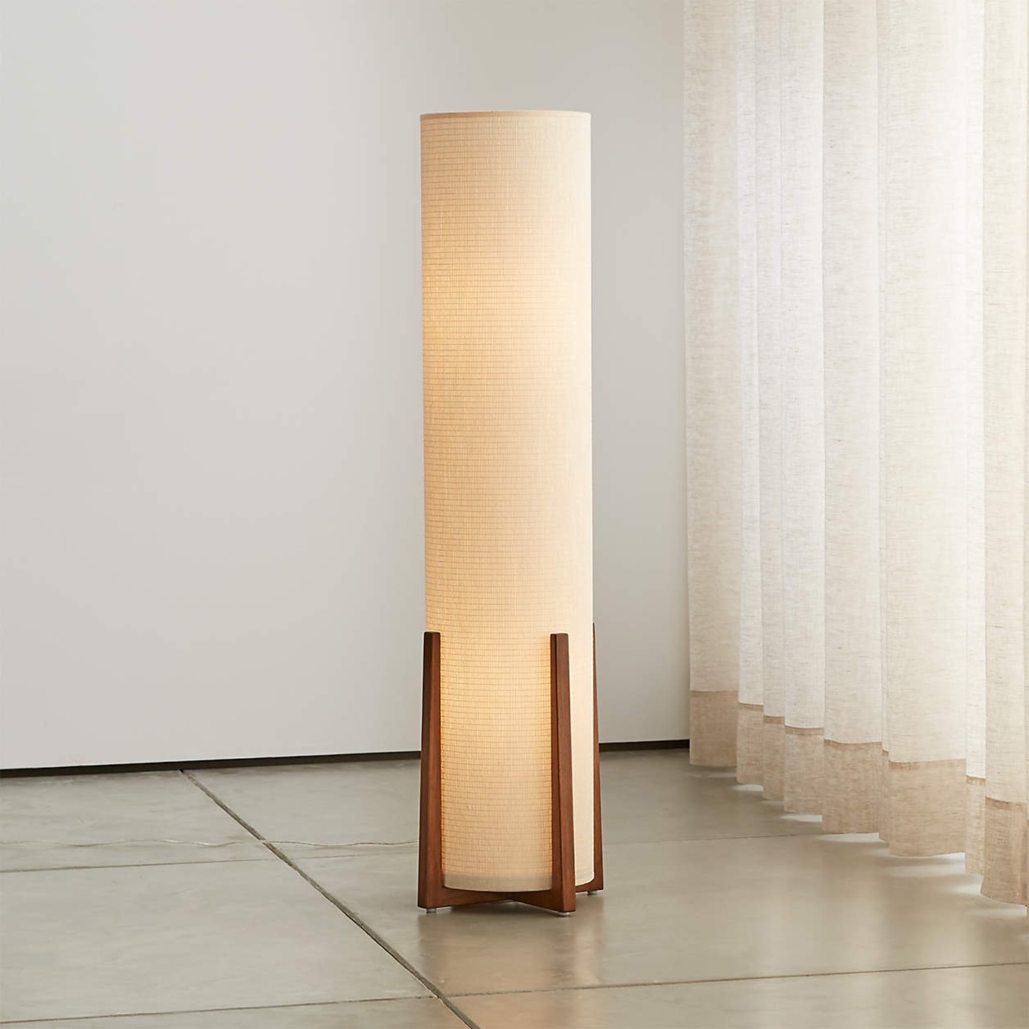 Crate & Barrel Natural Wood Floor Lamps Set of 2 - image-1