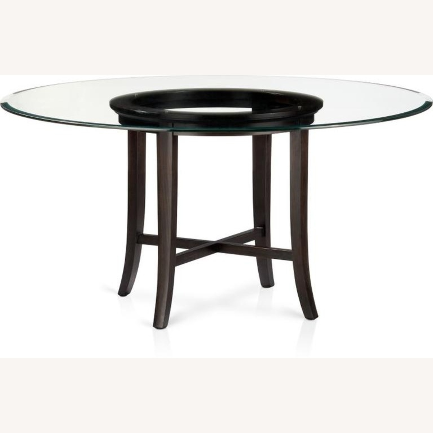 Glass Top Round Dining Table on Wood Base	 - image-11