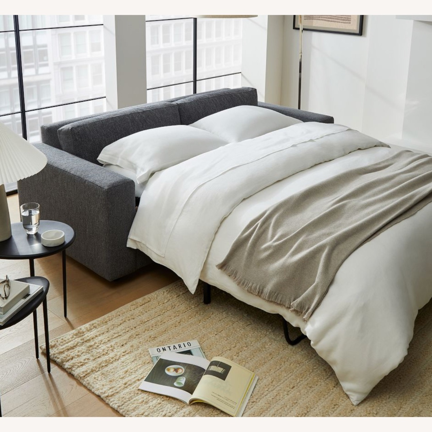 West Elm Urban Dark Gray Fabric Sleeper Sofa - image-3