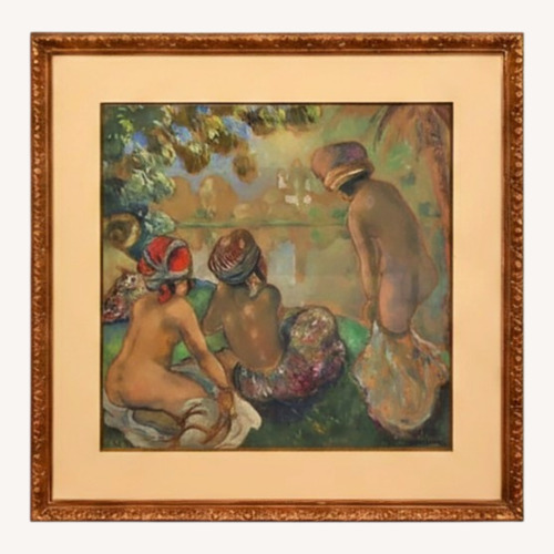 Used Georges Manzana Pissarro Les Baigneuses Oil Board for sale on AptDeco