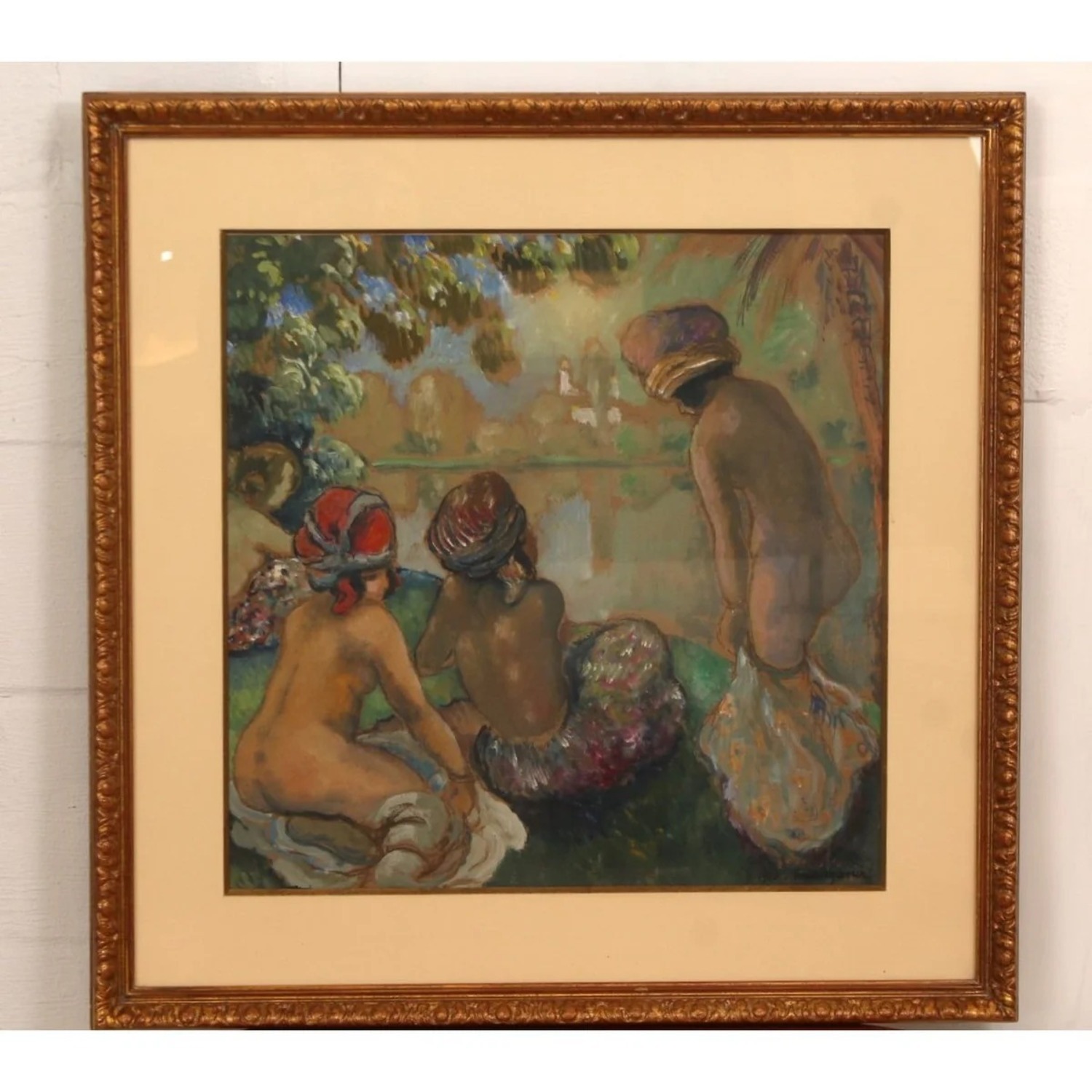 Georges Manzana Pissarro Les Baigneuses Oil Board - image-8