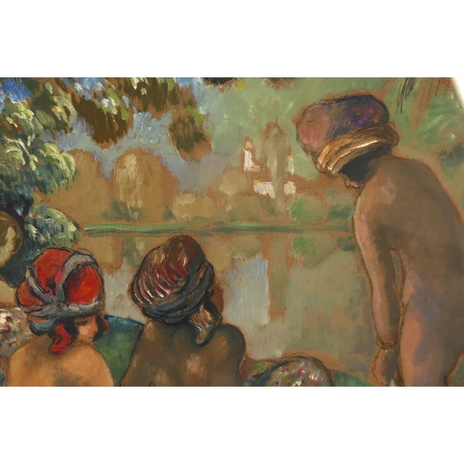 Georges Manzana Pissarro Les Baigneuses Oil Board - image-3