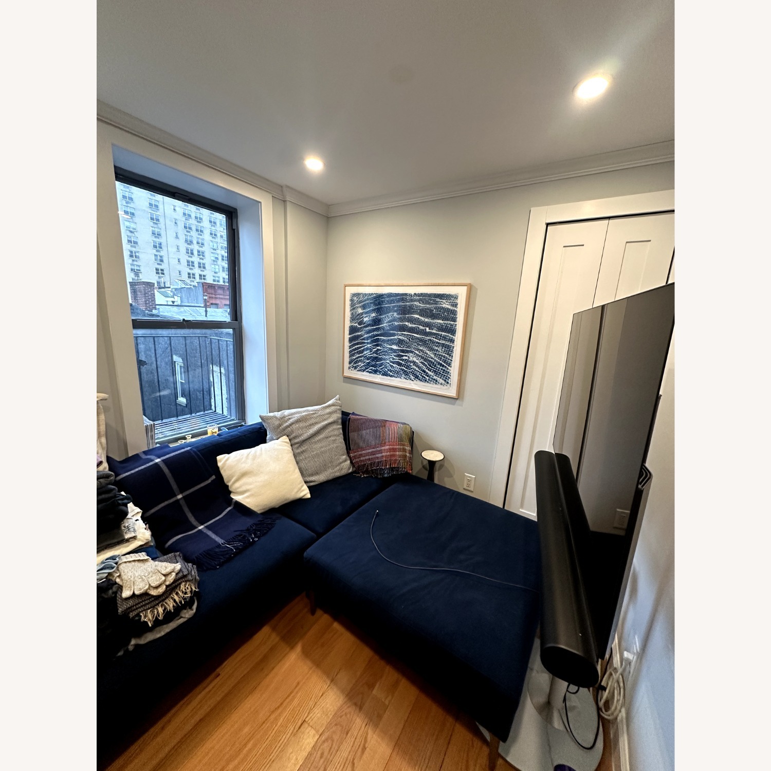 West Elm Navy Sectional Sofa  - image-2