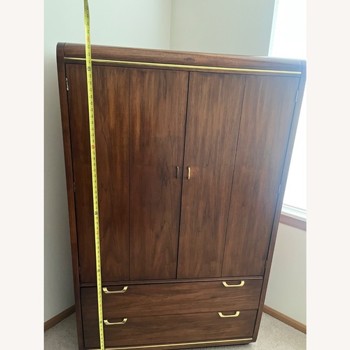 Used Lane Furniture Dark Brown solid pecan wood armoire for sale on AptDeco