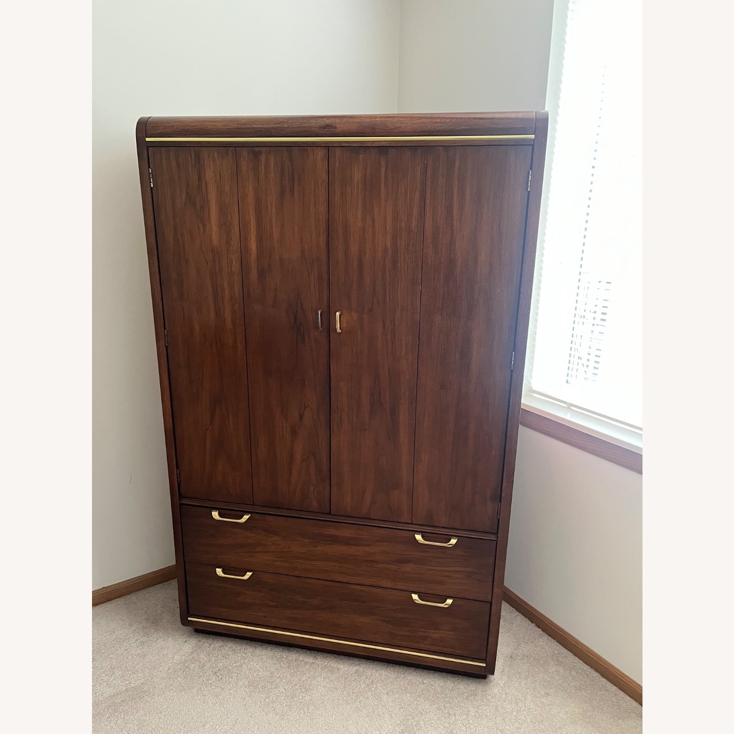 Lane Furniture Dark Brown solid pecan wood armoire - image-3