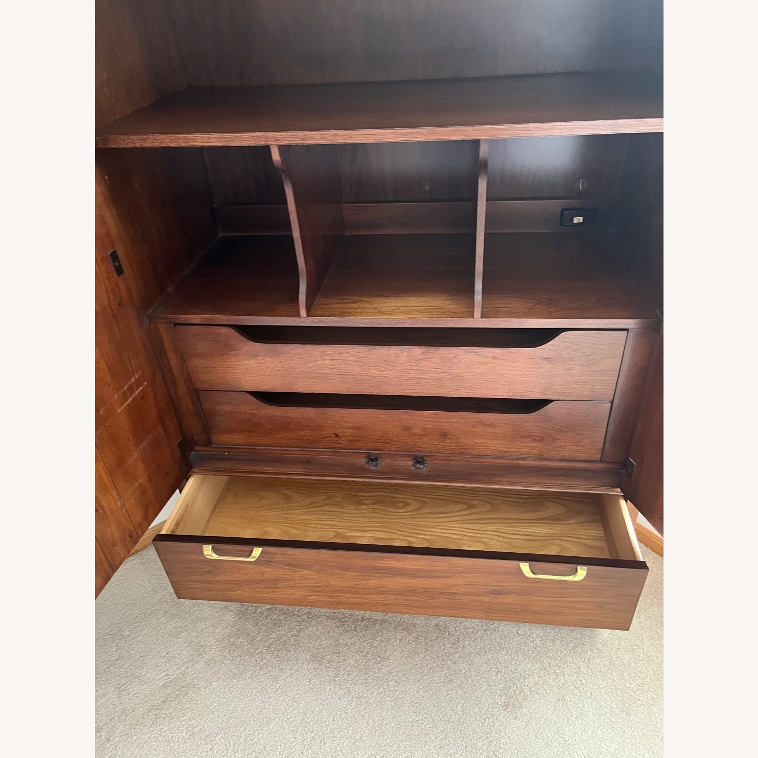 Lane Furniture Dark Brown solid pecan wood armoire - image-8