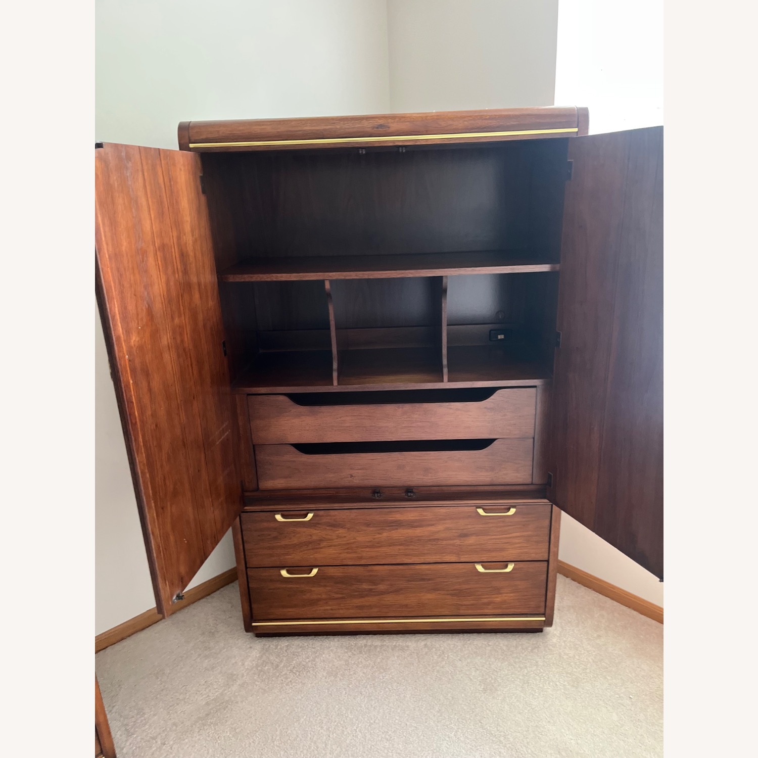 Lane Furniture Dark Brown solid pecan wood armoire - image-9
