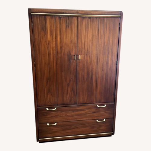 Used Lane Furniture Dark Brown solid pecan wood armoire for sale on AptDeco