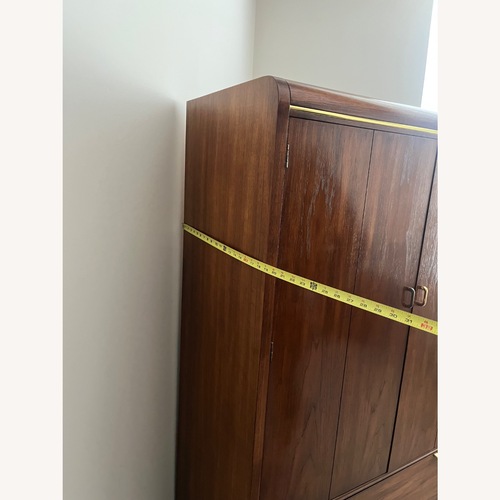 Used Lane Furniture Dark Brown solid pecan wood armoire for sale on AptDeco