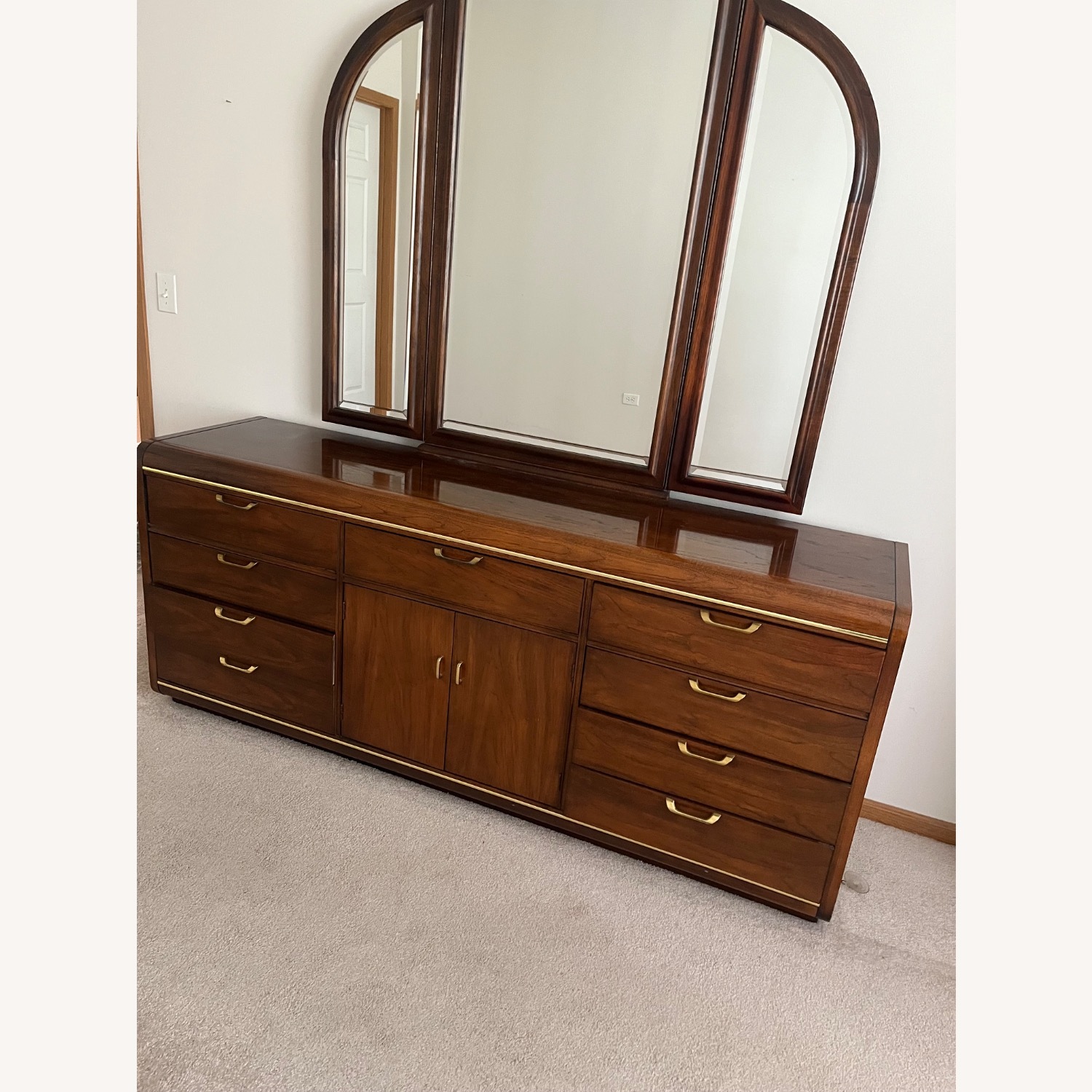 Lane Furniture Dark Brown Wood Dresser - image-1