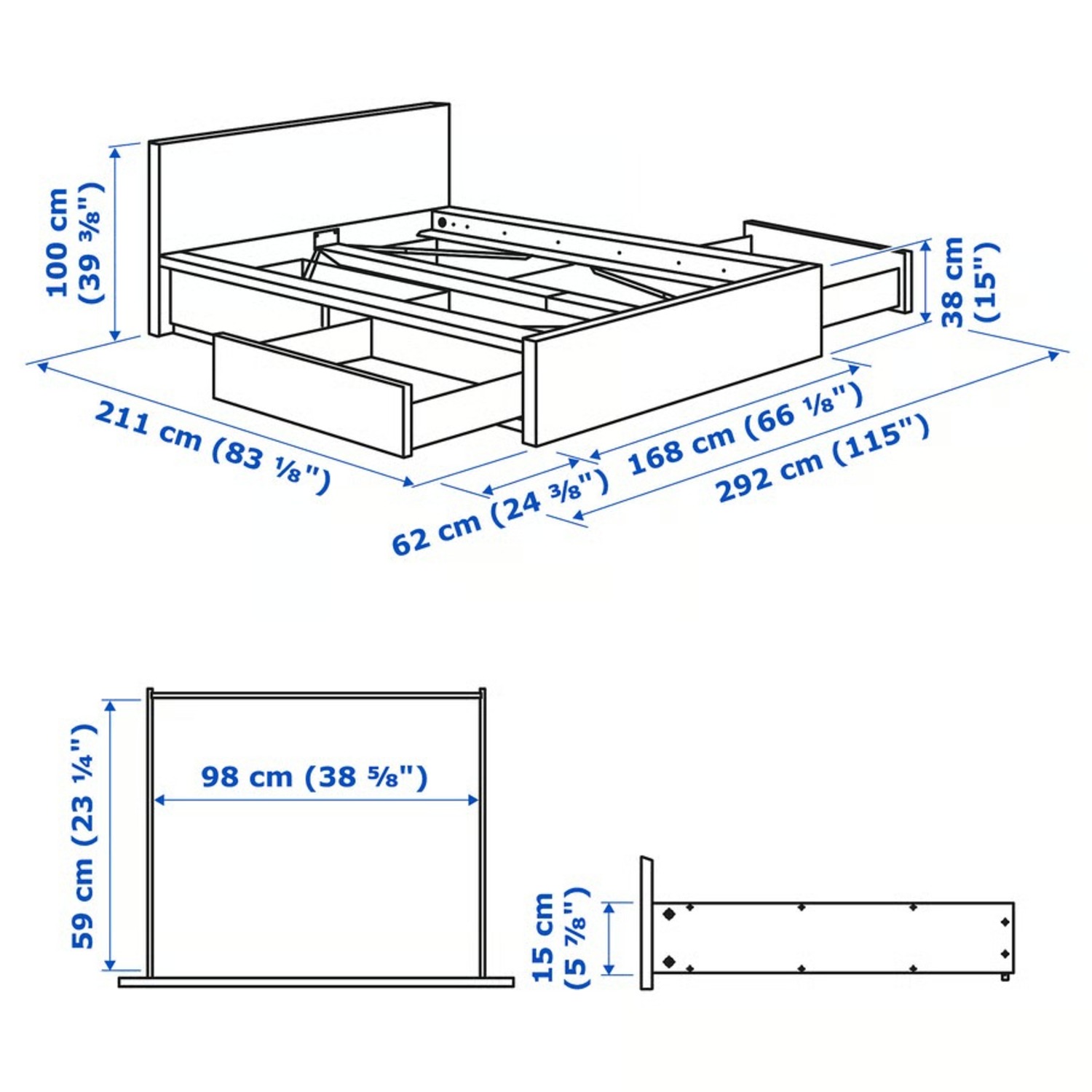 IKEA Malm Queen Bedframe White (4 Drawer Storage)  - image-5