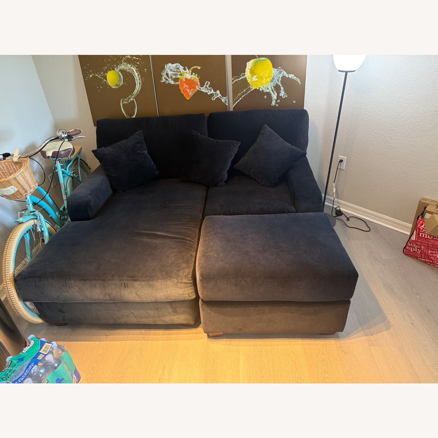 Blue Fabric Chaise Lounge - image-2