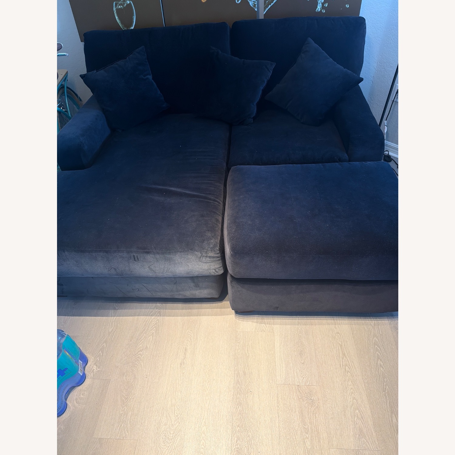Blue Fabric Chaise Lounge - image-1