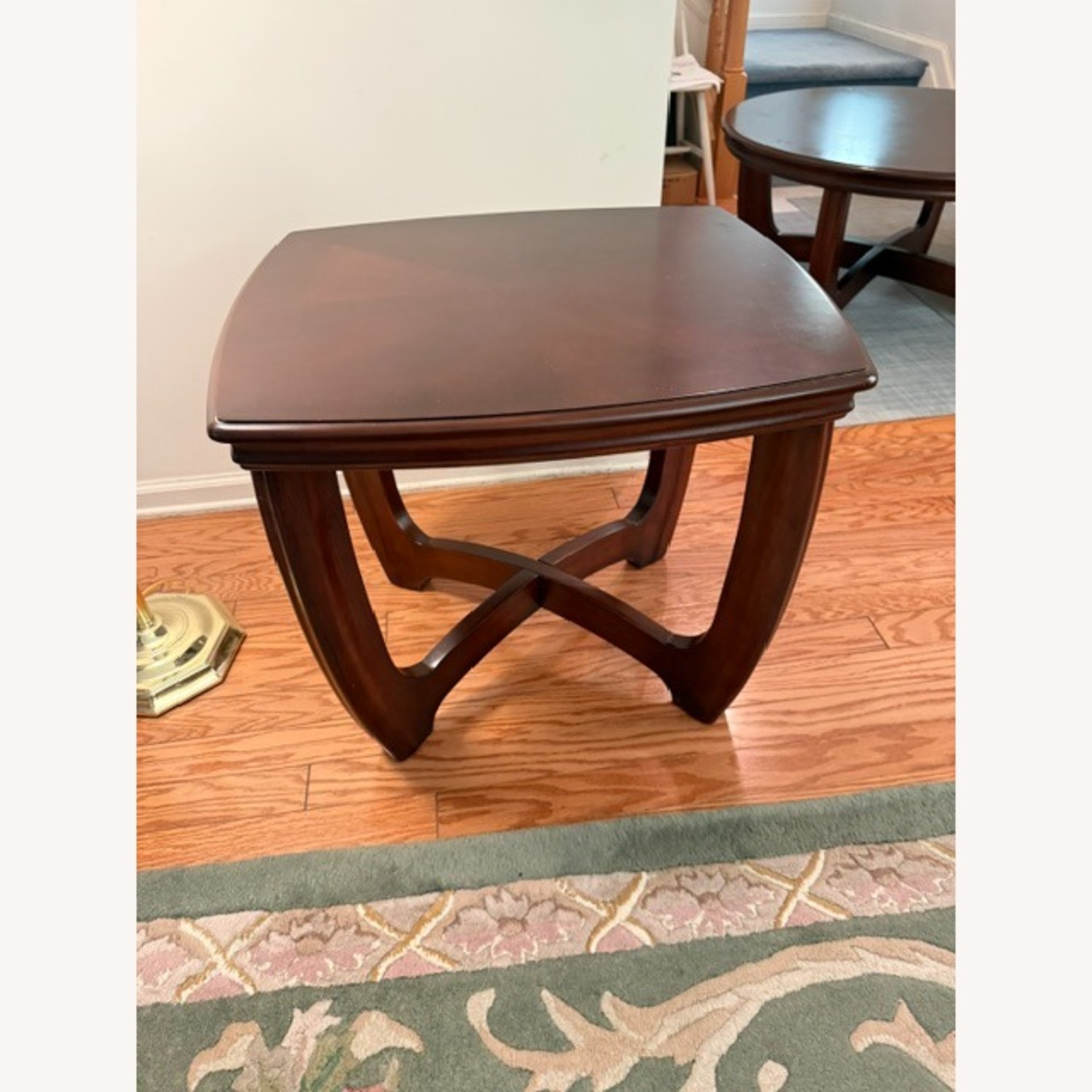 Contemporary Dark Cherry Wood Side Table - image-2