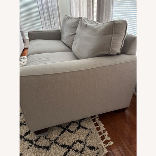 Used Pottery Barn Light Gray Fabric Loveseat for sale on AptDeco
