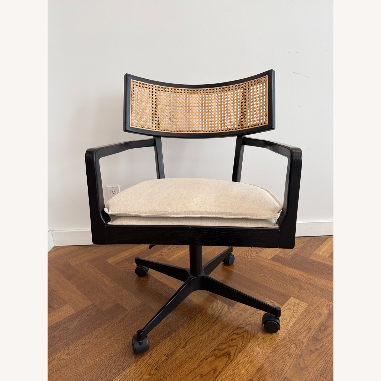 Crate & Barrel Libby Black Wood Office Chair - image-1