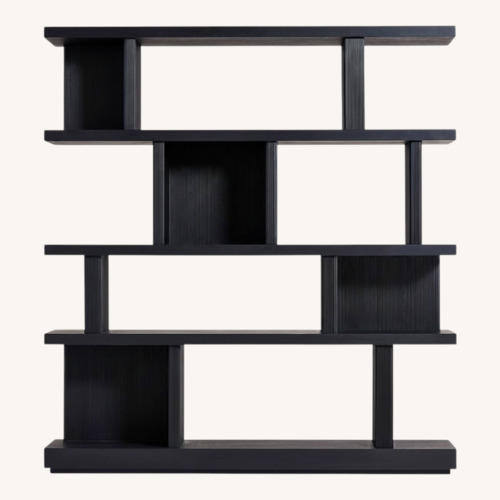 Used Crate & Barrel Shelter 72" Wide Charcoal Wood Open Room Divider Bookcase with Shelves for sale on AptDeco
