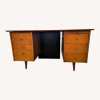 Vintage MCM Solid Wood Desk -estoration Ready