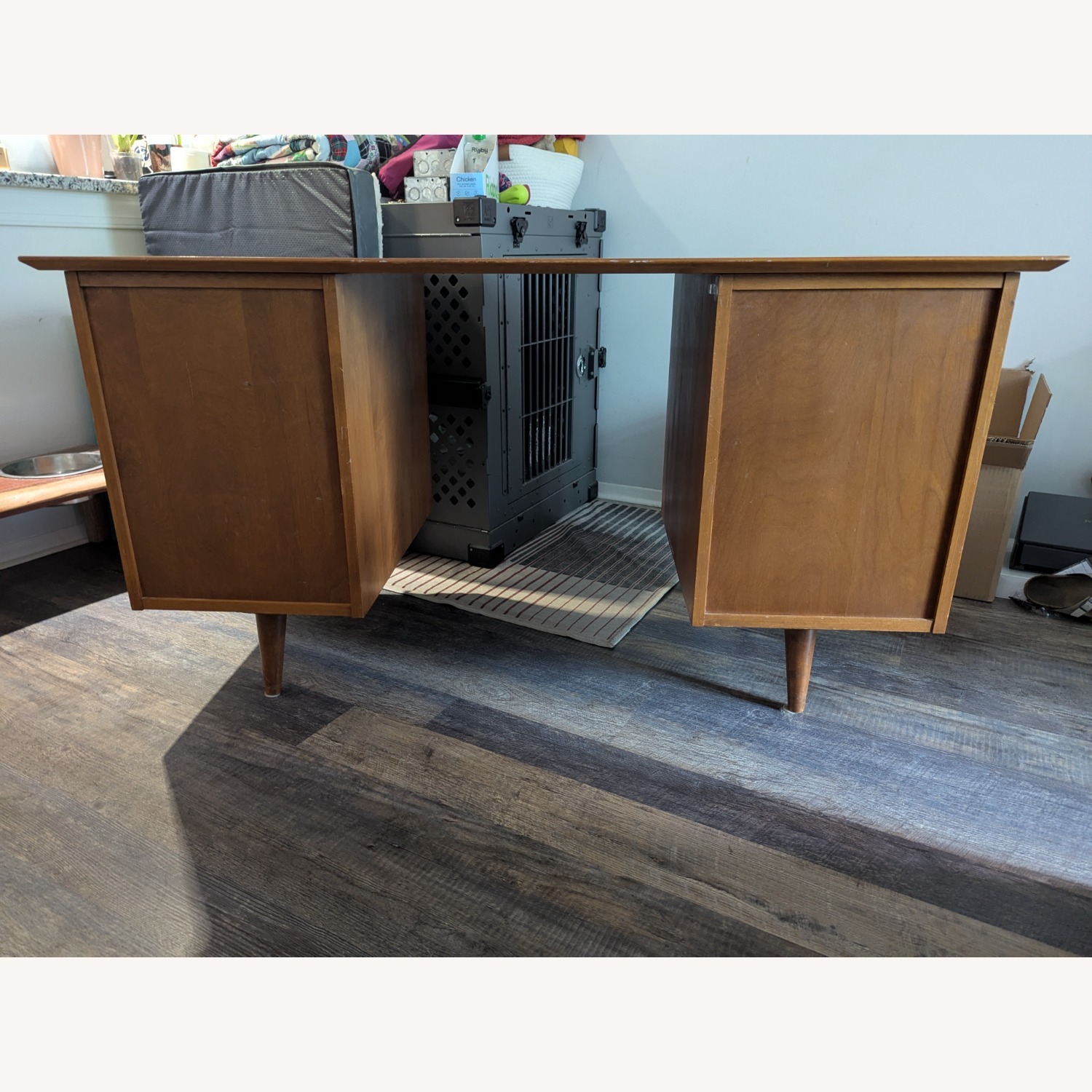Vintage MCM Solid Wood Desk -estoration Ready - image-2