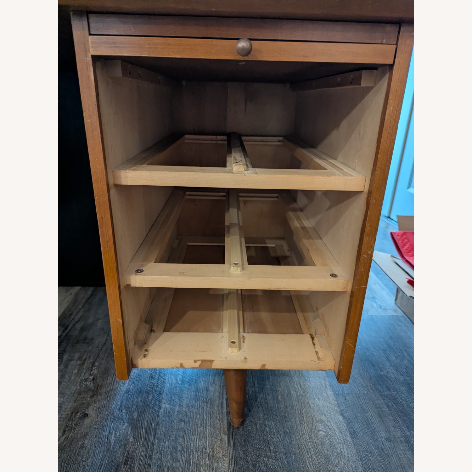 Vintage MCM Solid Wood Desk -estoration Ready - image-11